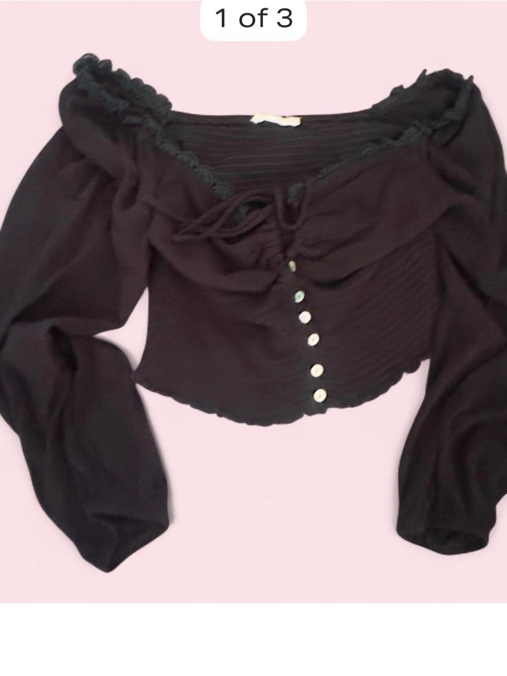 ILLA ILLA Black Off-Shoulder Lace-Trim Cropped Top